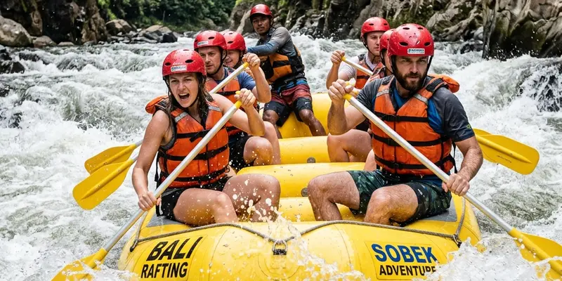 Pemandangan rute arung jeram Sungai Pekalen Probolinggo